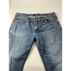 Silver Jeans Grayson Straight Mens 36x30 Stretch Medium Wash Distressed Denim